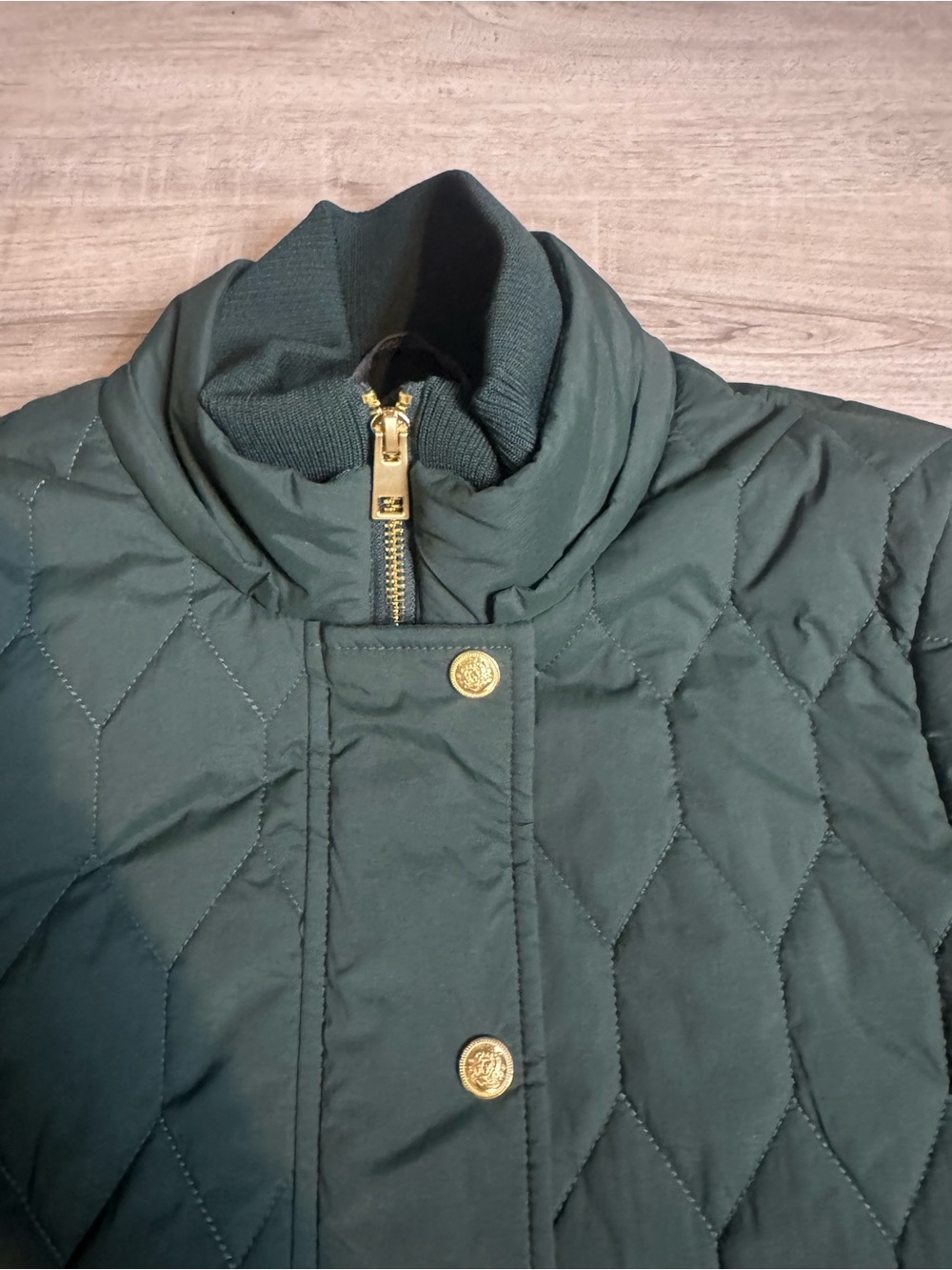 Simons Women’s Green Quilted Long Coat Jacket XS - Picture 4 of 10